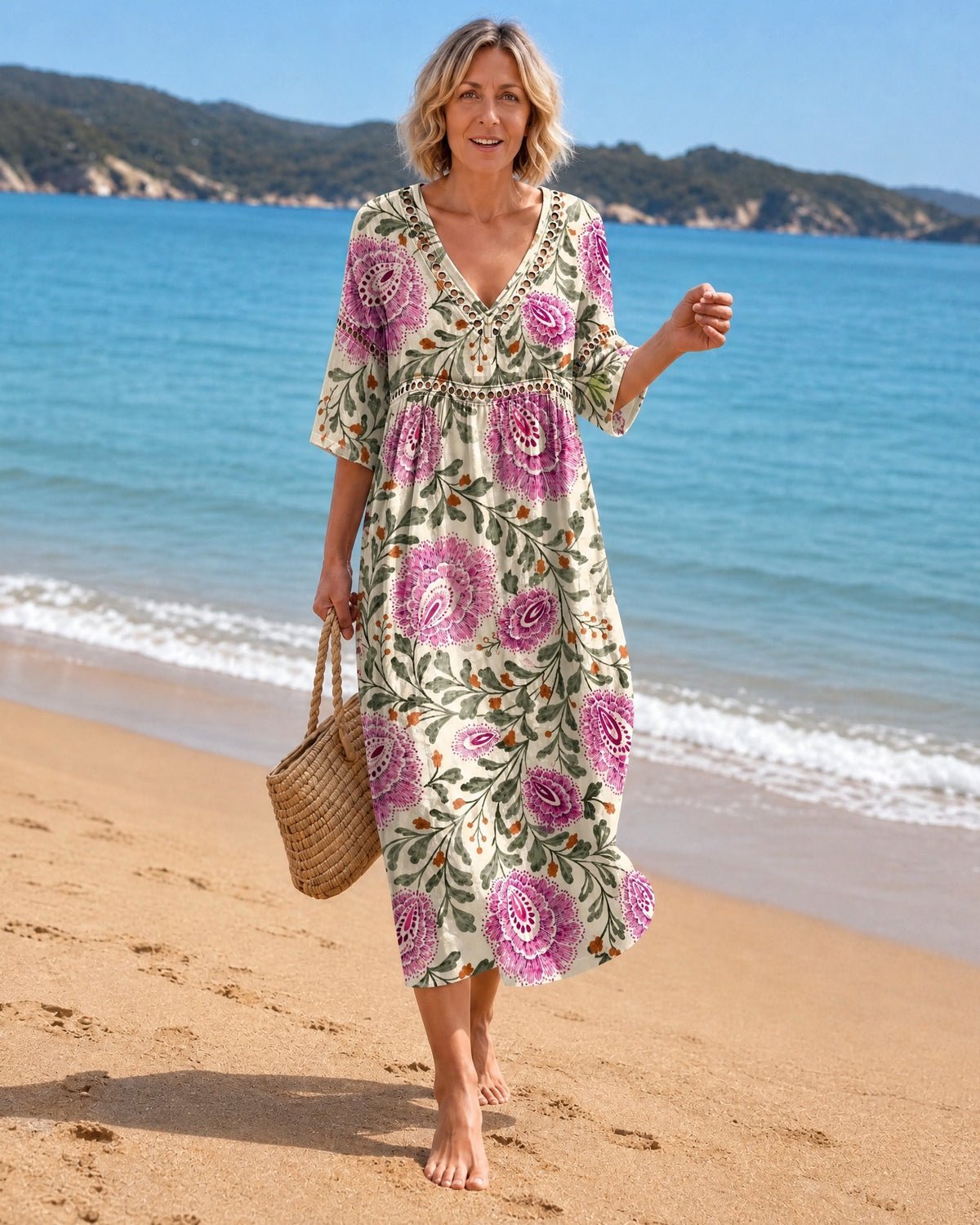 Elegant Floral Beach Dress