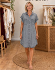 ELENORE - Denim Dress - Gray
