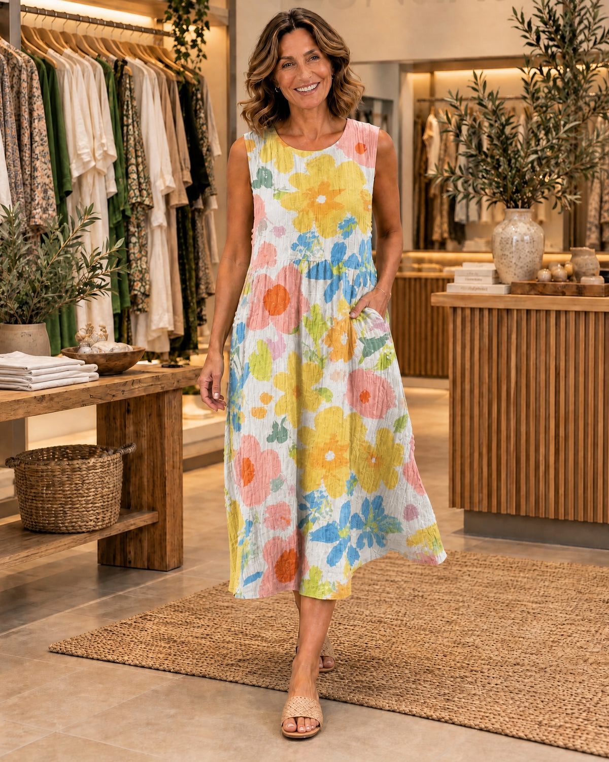 ELLA - Pastel Floral Midi Dress