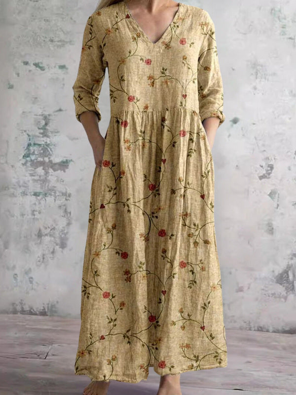 Erica Ochre Rosebud Maxi Dress