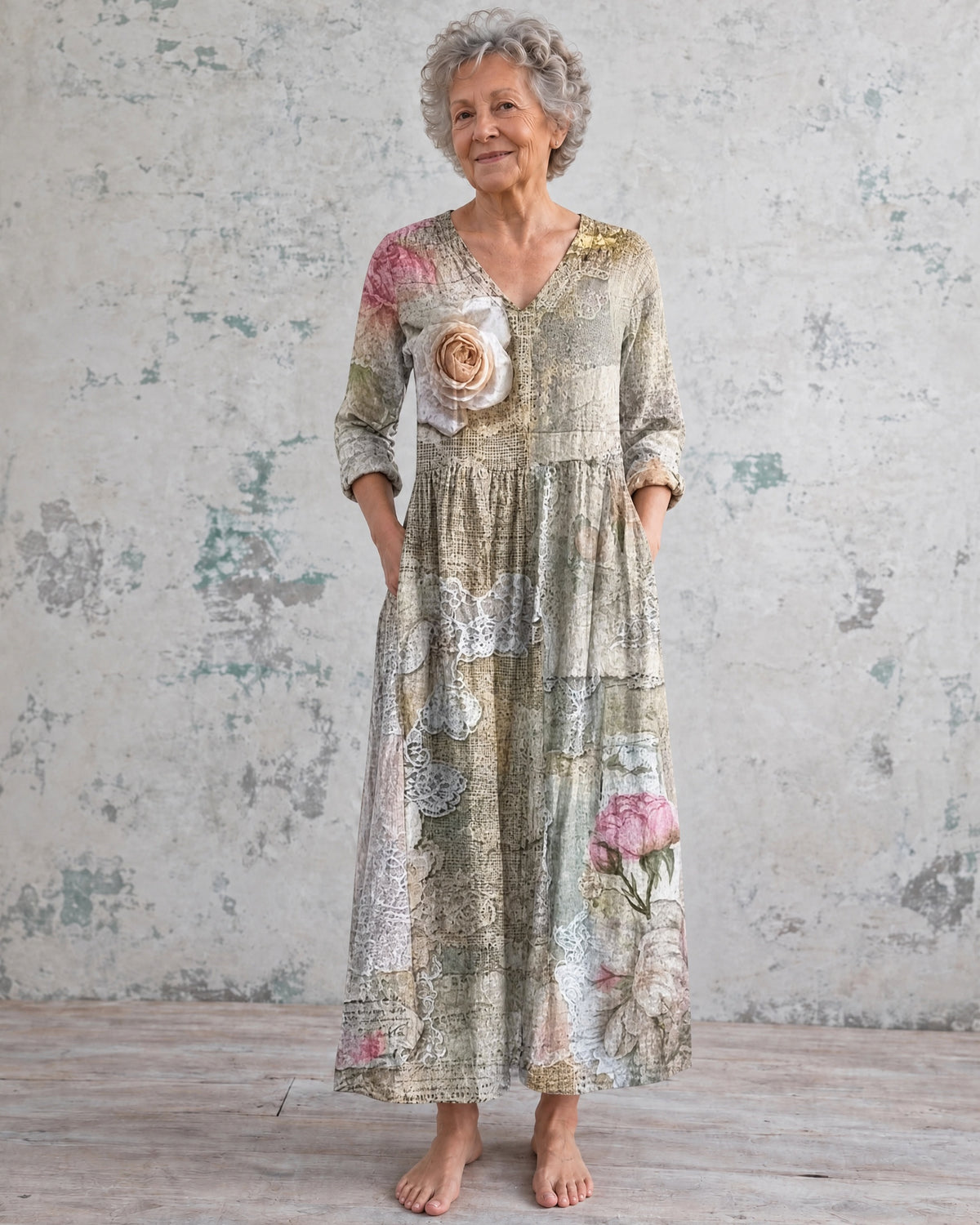 Fiona Moss Rosette Maxi Dress