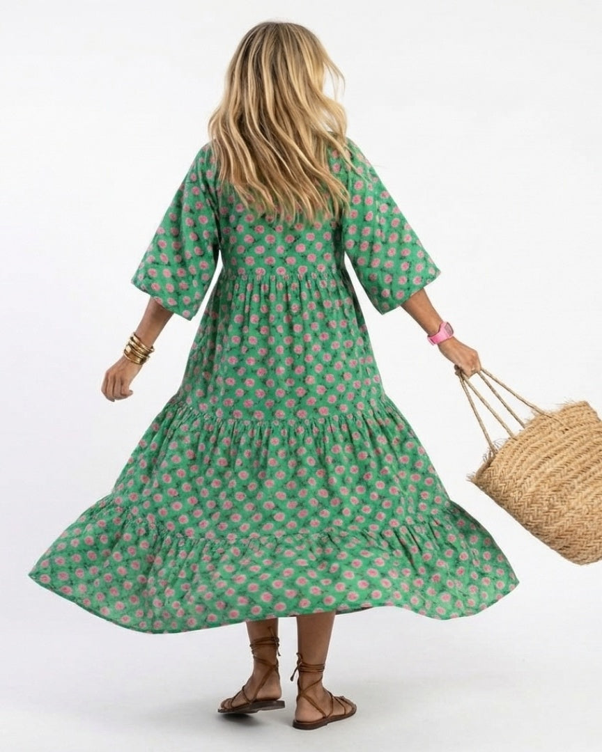 FIORA - Floral Tiered Midi Dress
