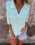 GARIELE - Boho Knit Top - Light Blue