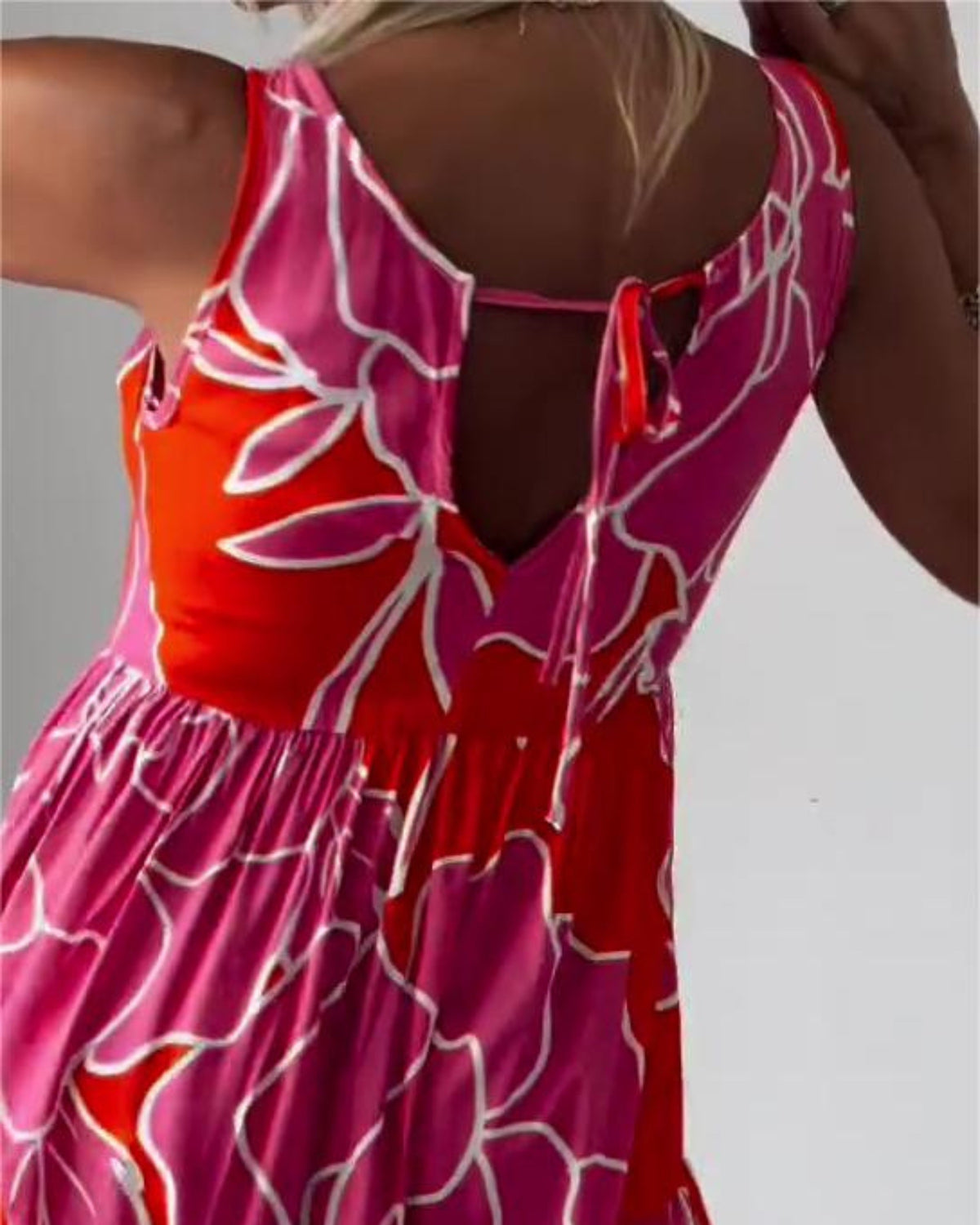GRACE - Stylish Floral Boho Dress - Red