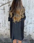 IDARA - Casual Denim Shirt Dress - Black