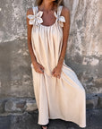 IULIA - Flower Strap Maxi Dress - Khaki