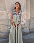 IULIA - Flower Strap Maxi Dress - Gray