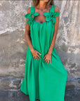 IULIA - Flower Strap Maxi Dress - Green