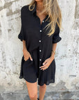 IZELA - Casual Shirt & Shorts Set - Black