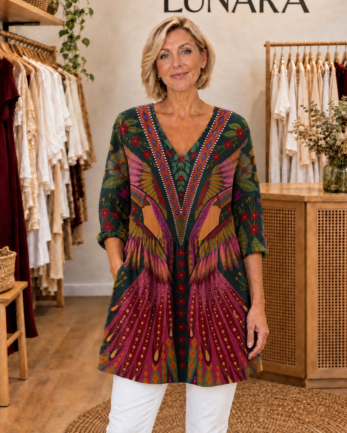JAYLA - Long Blouse with V-Neck