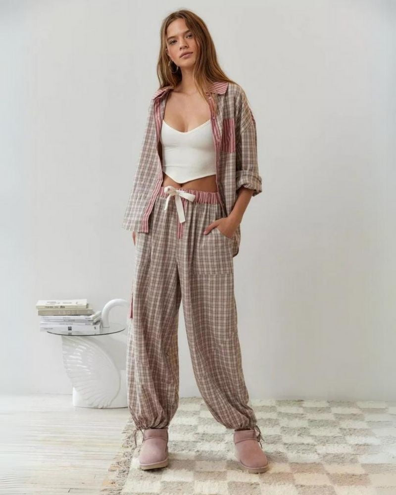 JAZMIN - Cosy &amp; Loose Pajama Set - Pink