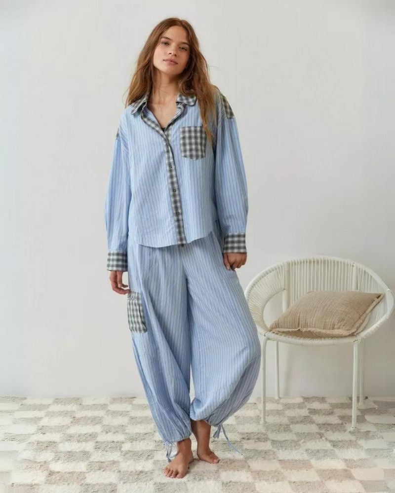JAZMIN - Cosy &amp; Loose Pajama Set - Blue
