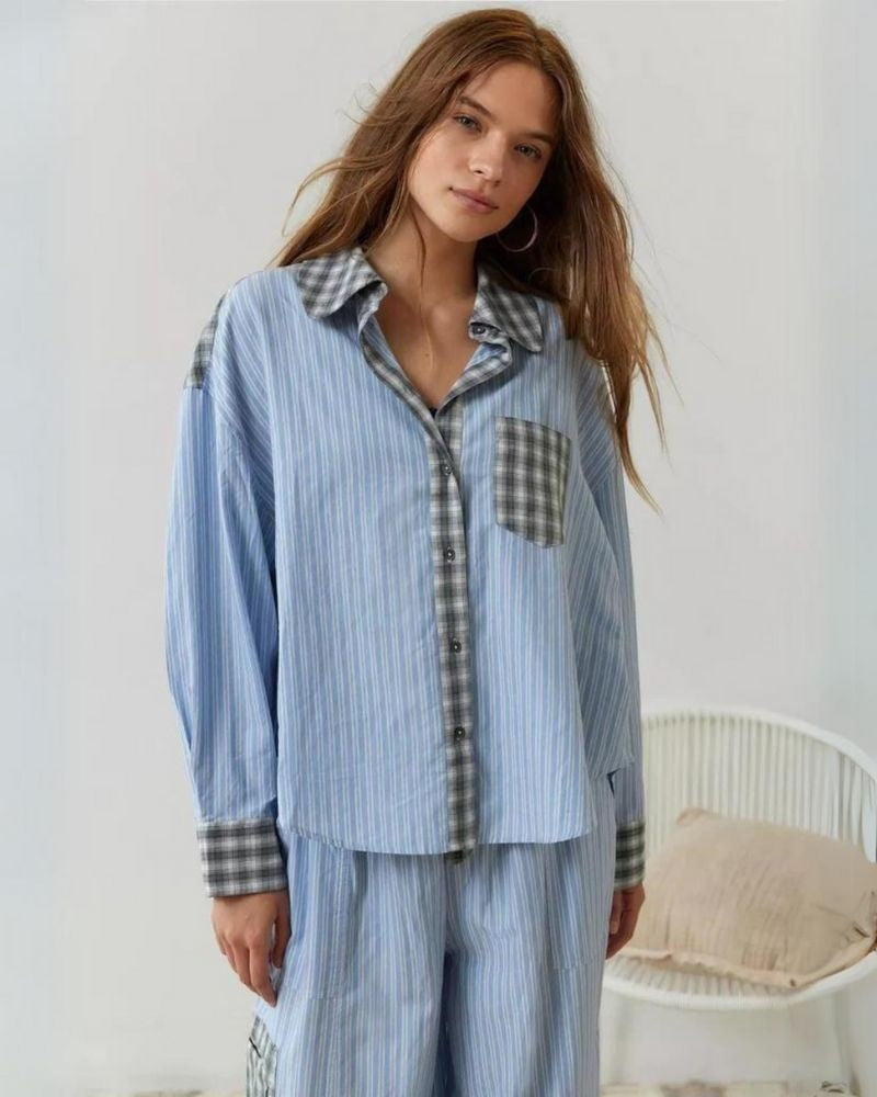 JAZMIN - Cosy &amp; Loose Pajama Set - Blue