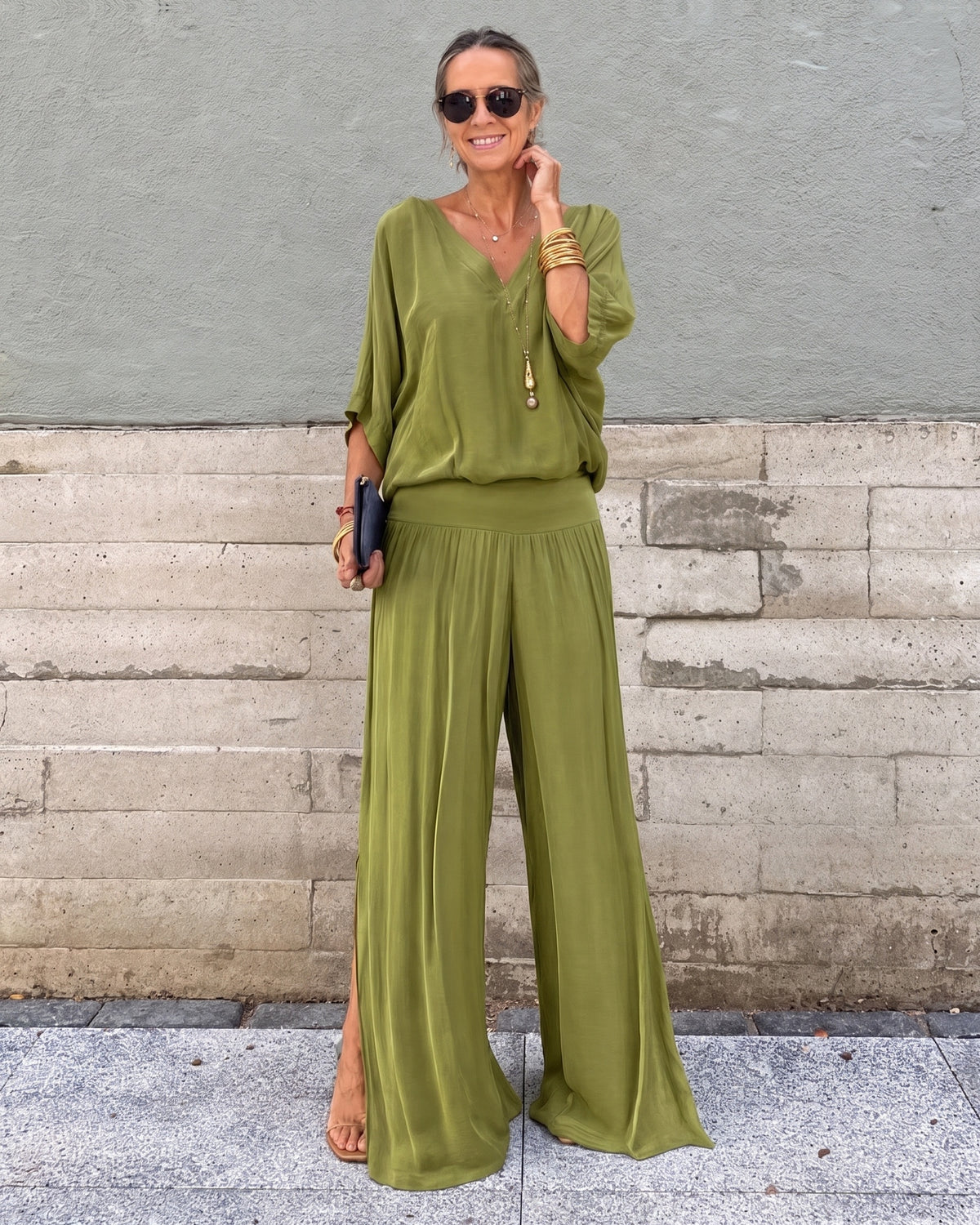 JOLIA - Boho 2-Piece Set - Light Green