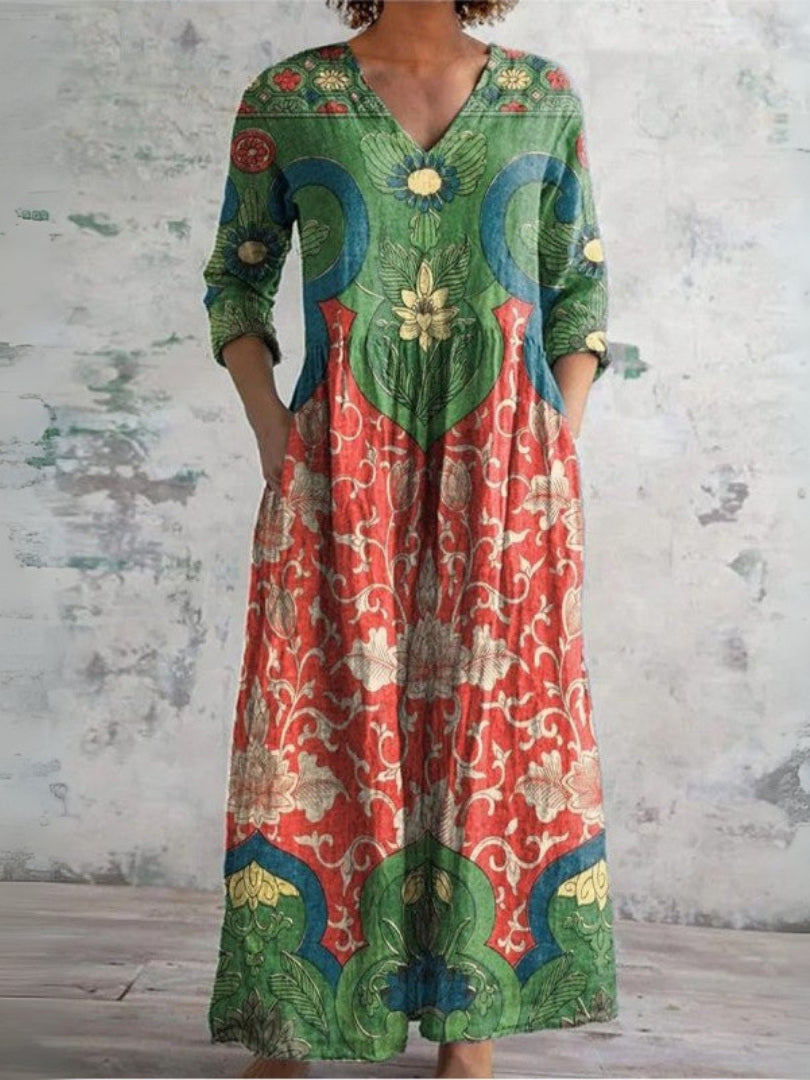 Judith Green Folk Maxi Dress