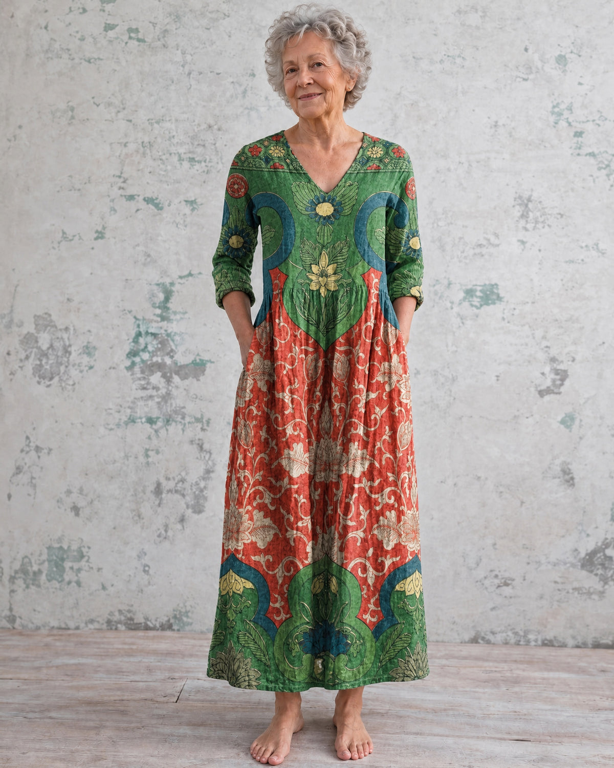 Judith Green Folk Maxi Dress