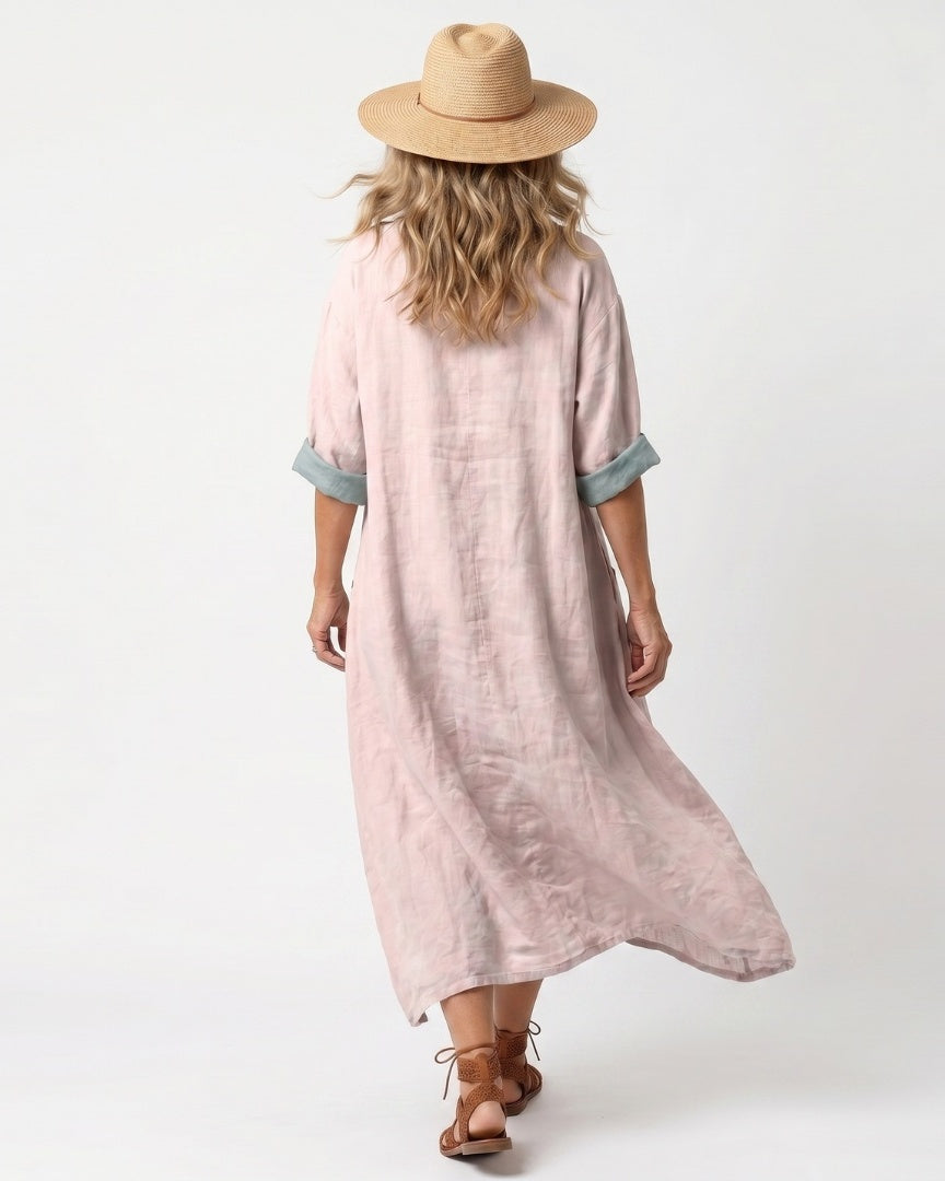 KENZA - Embroidered Panel Midi Dress