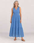 KYRA - Embroidered Lace Maxi Dress - Blue