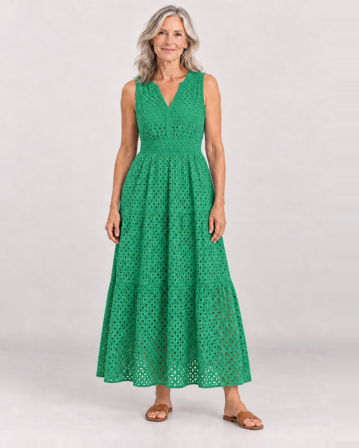 KYRA - Embroidered Lace Maxi Dress - Green
