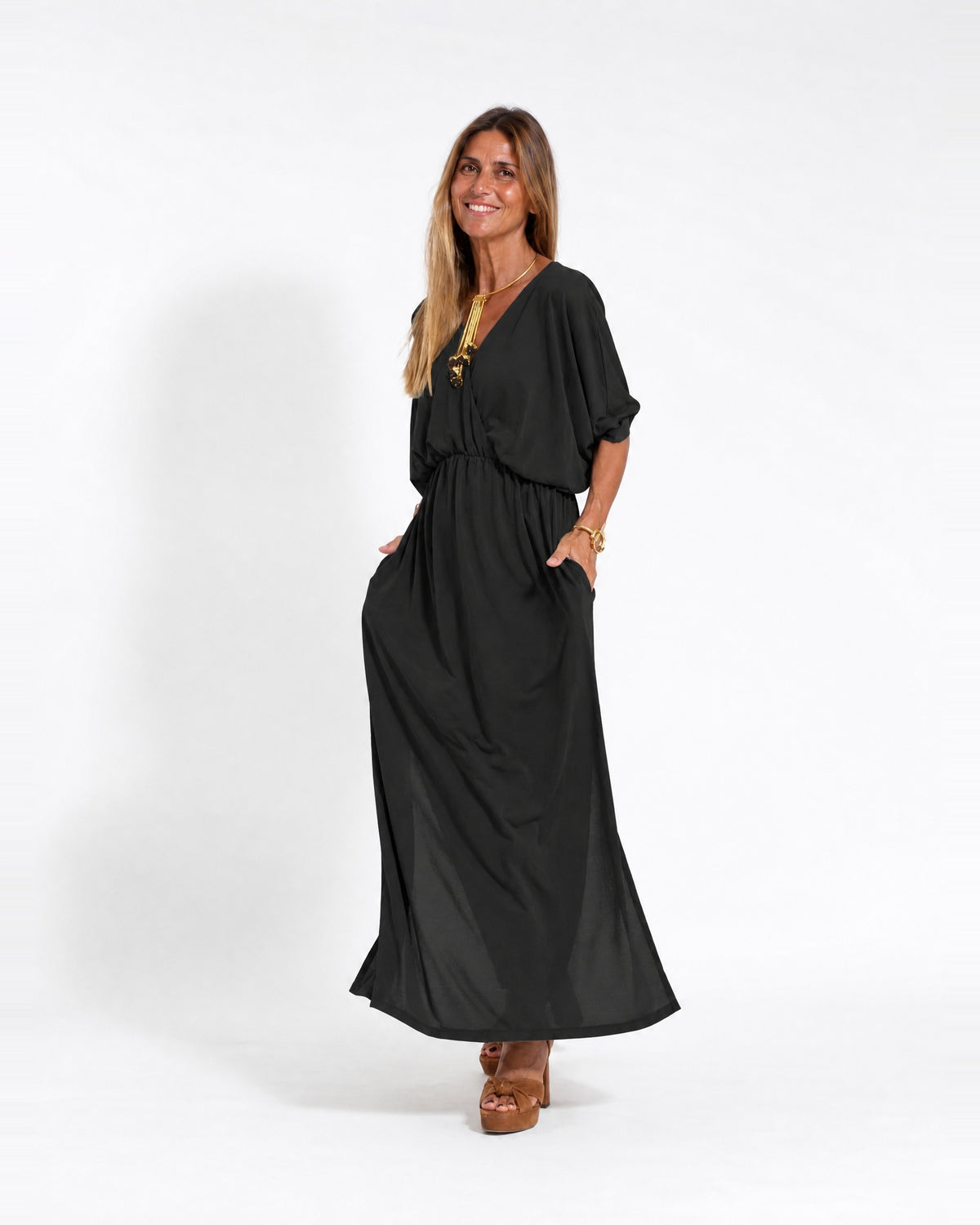 LANI - Long Vintage Dress - Black