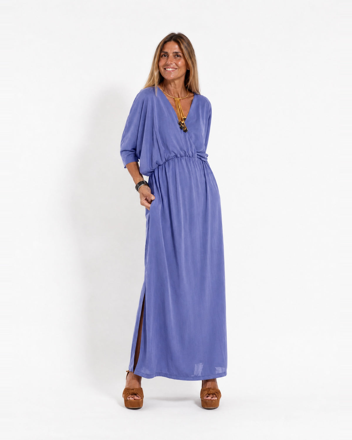 LANI - Long Vintage Dress - Blue