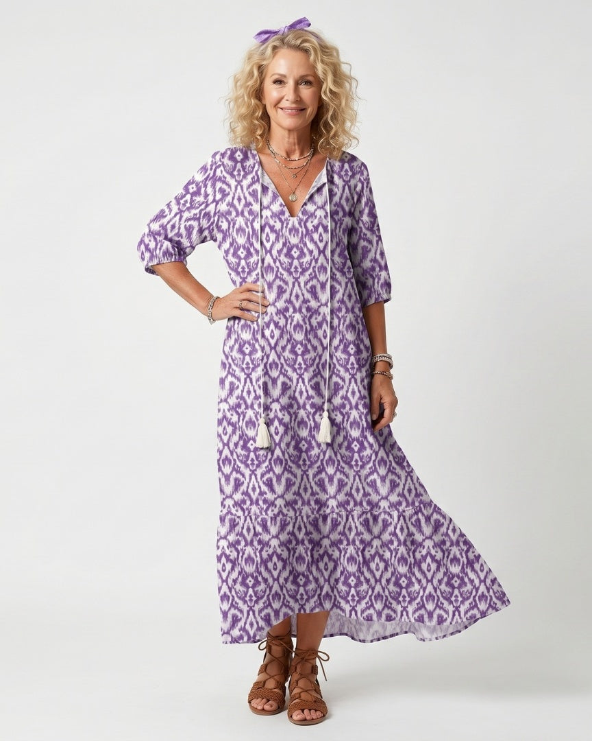 LAVINIA - Printed Tassel Midi Dress