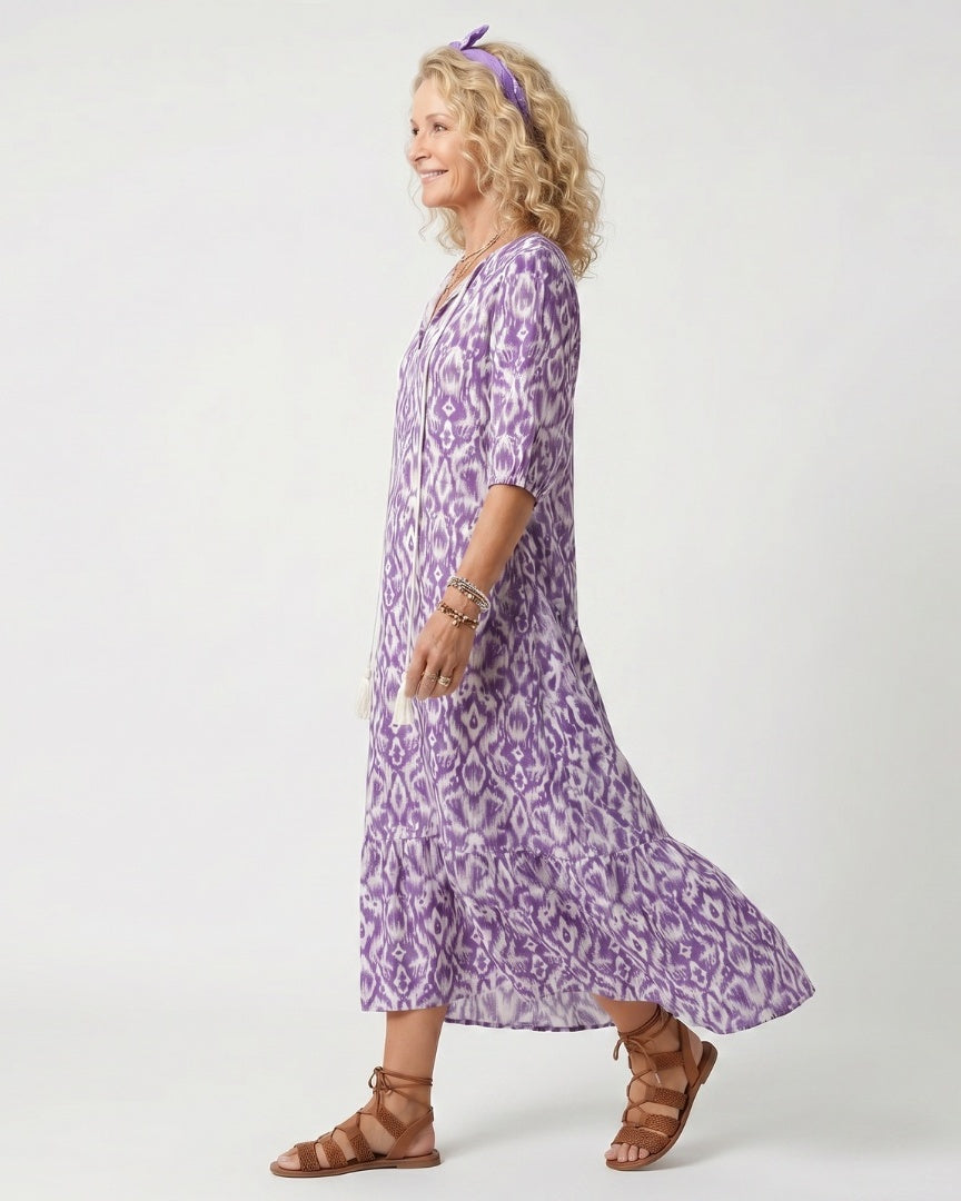 LAVINIA - Printed Tassel Midi Dress