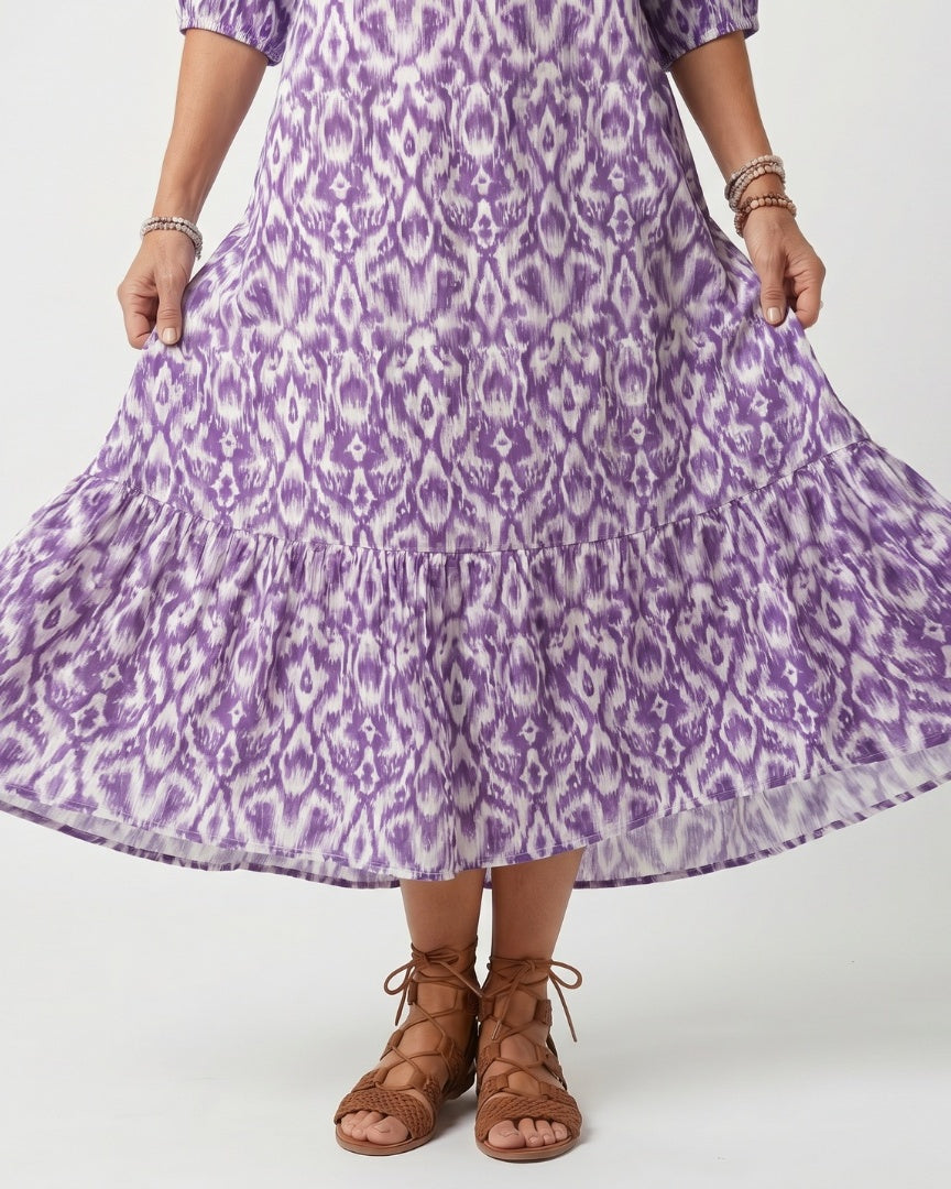 LAVINIA - Printed Tassel Midi Dress