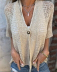 LINDSY - Elegant Textured Top - Apricot
