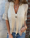 LINDSY - Elegant Textured Top - Apricot