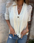 LINDSY - Elegant Textured Top - White