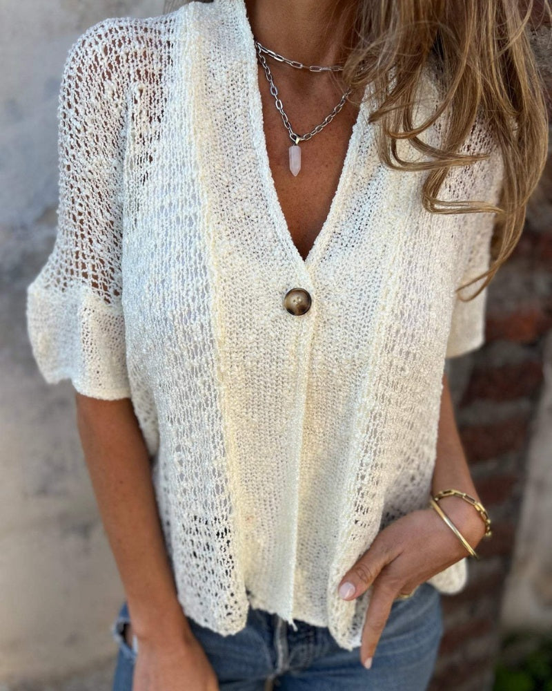 LINDSY - Elegant Textured Top - White