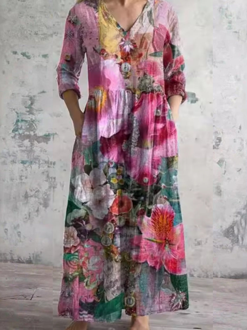 Lynn Painted Floral Maxi Dress