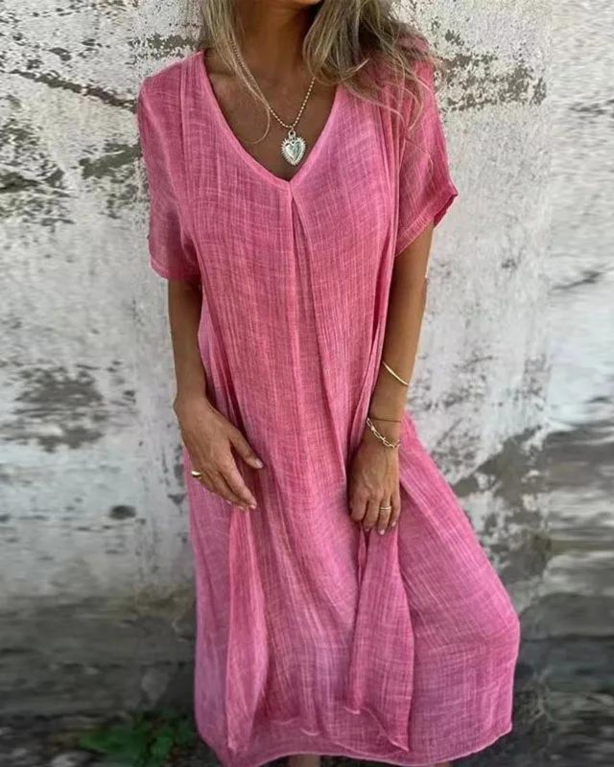 LYNNE - Boho Summer Dress - Pink