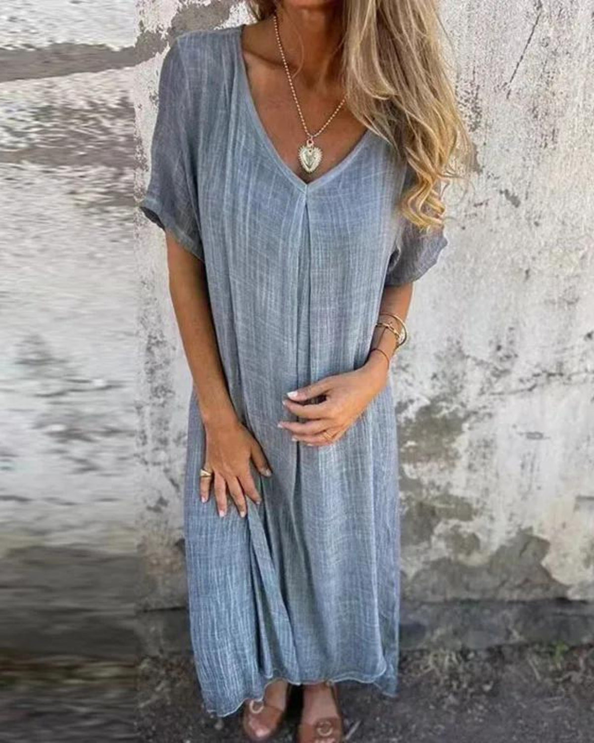 LYNNE - Boho Summer Dress - Grey