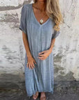 LYNNE - Boho Summer Dress - Grey