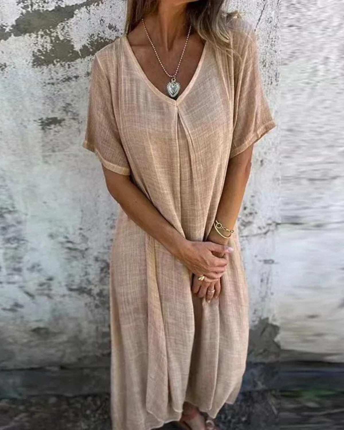 LYNNE - Boho Summer Dress - Apricot
