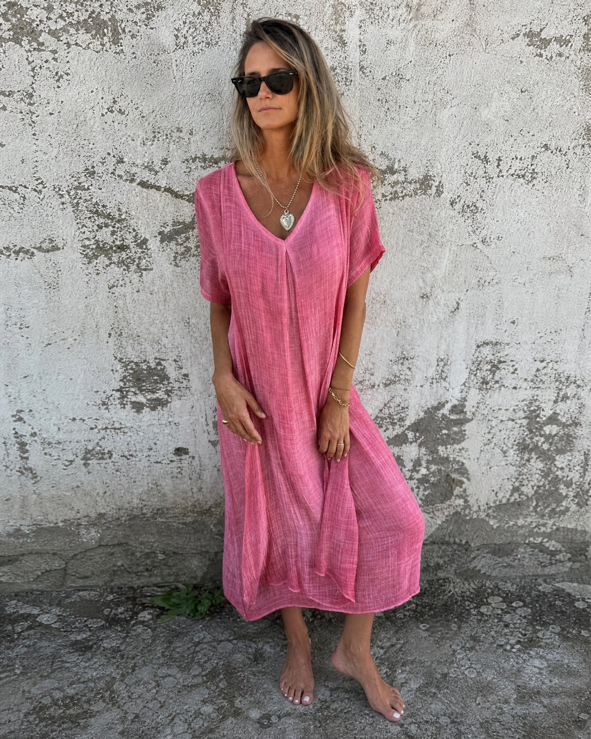 LYNNE - Boho Summer Dress - Pink