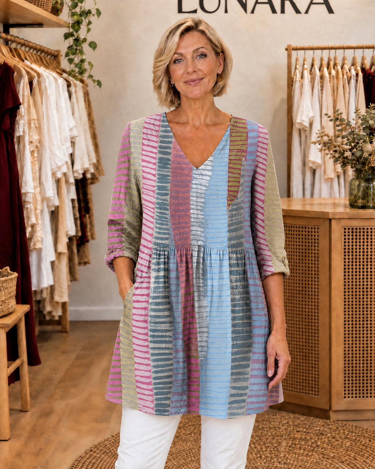 MARGO - Long Blouse with V-Neck