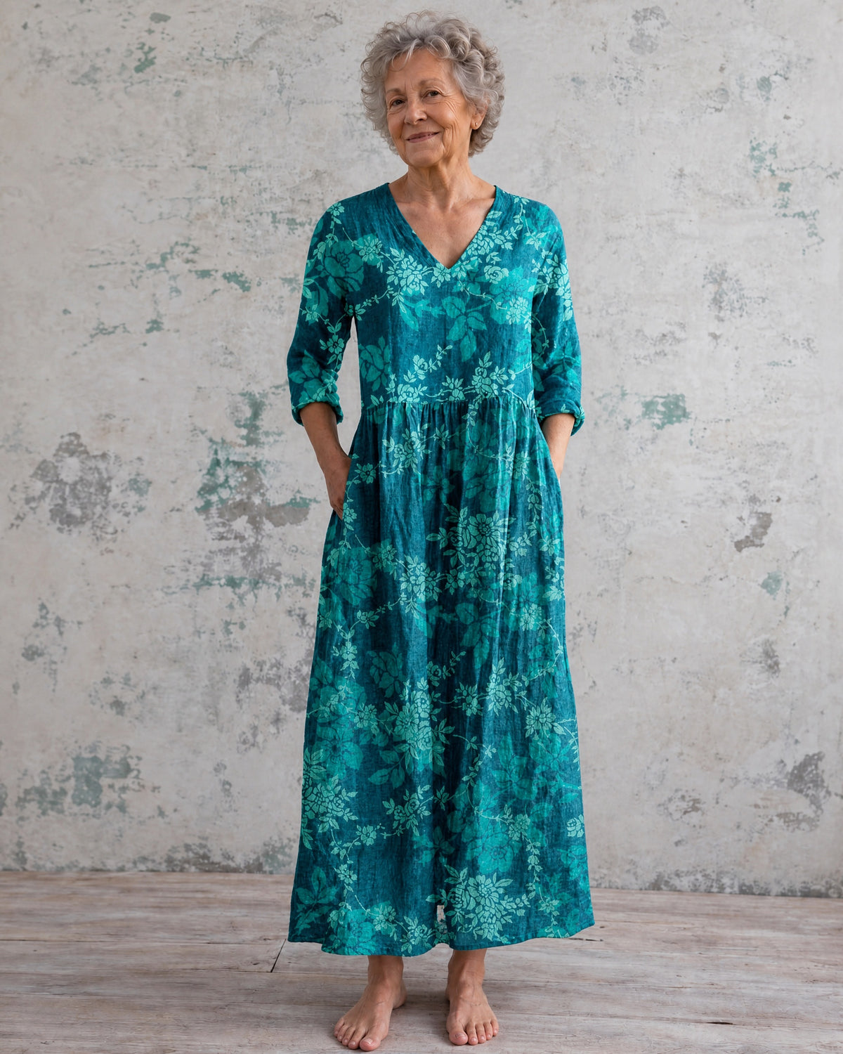 Marie Teal Floral Maxi Dress