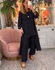 MARILA - Cotton Two-Piece Set - Black