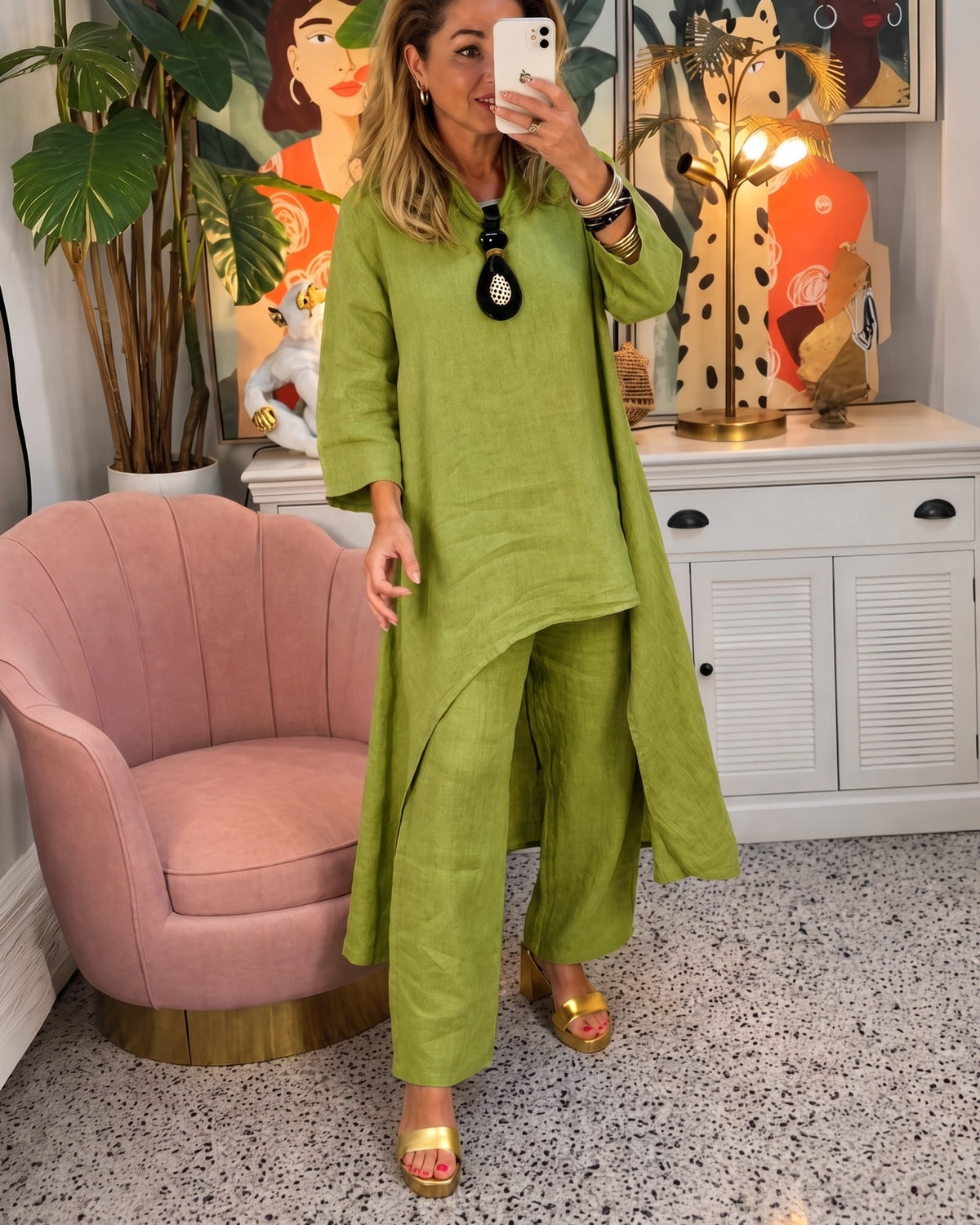 MARILA - Cotton Two-Piece Set - Green