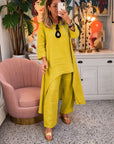 MARILA - Cotton Two-Piece Set - Yellow