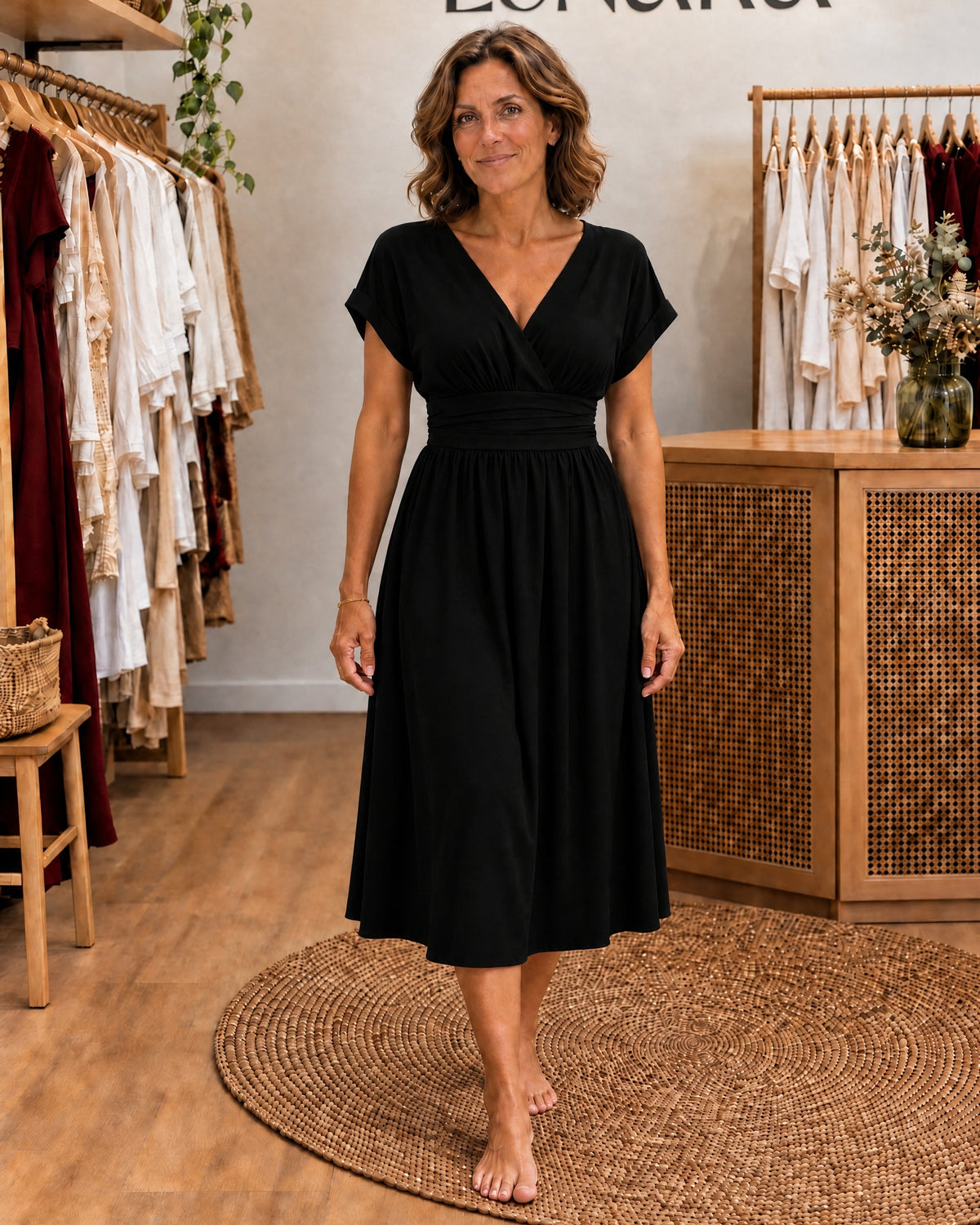 MARLENE - Flattering &amp; Flowy Dress - Black
