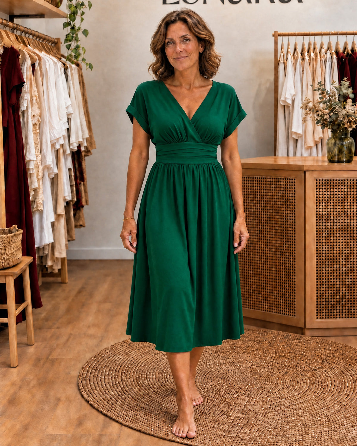 MARLENE - Flattering &amp; Flowy Dress - Green
