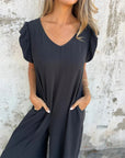 MARMARELA - Effortless V-Neck Jumpsuit - Black