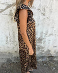 MARMARELA - Effortless V-Neck Jumpsuit - Leopard Brown