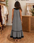 MAYLINE - Sleeveless Ruffle-Neck Maxi Dress - Dark Grey