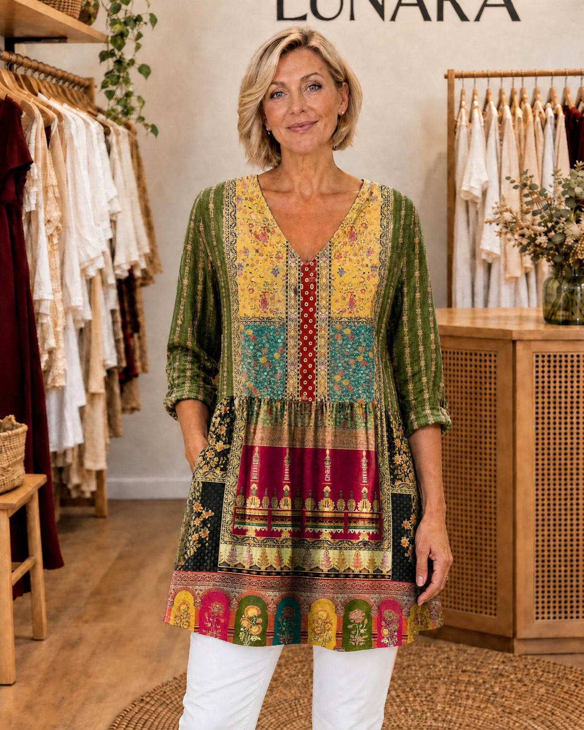 MELODY - Long Blouse with V-Neck