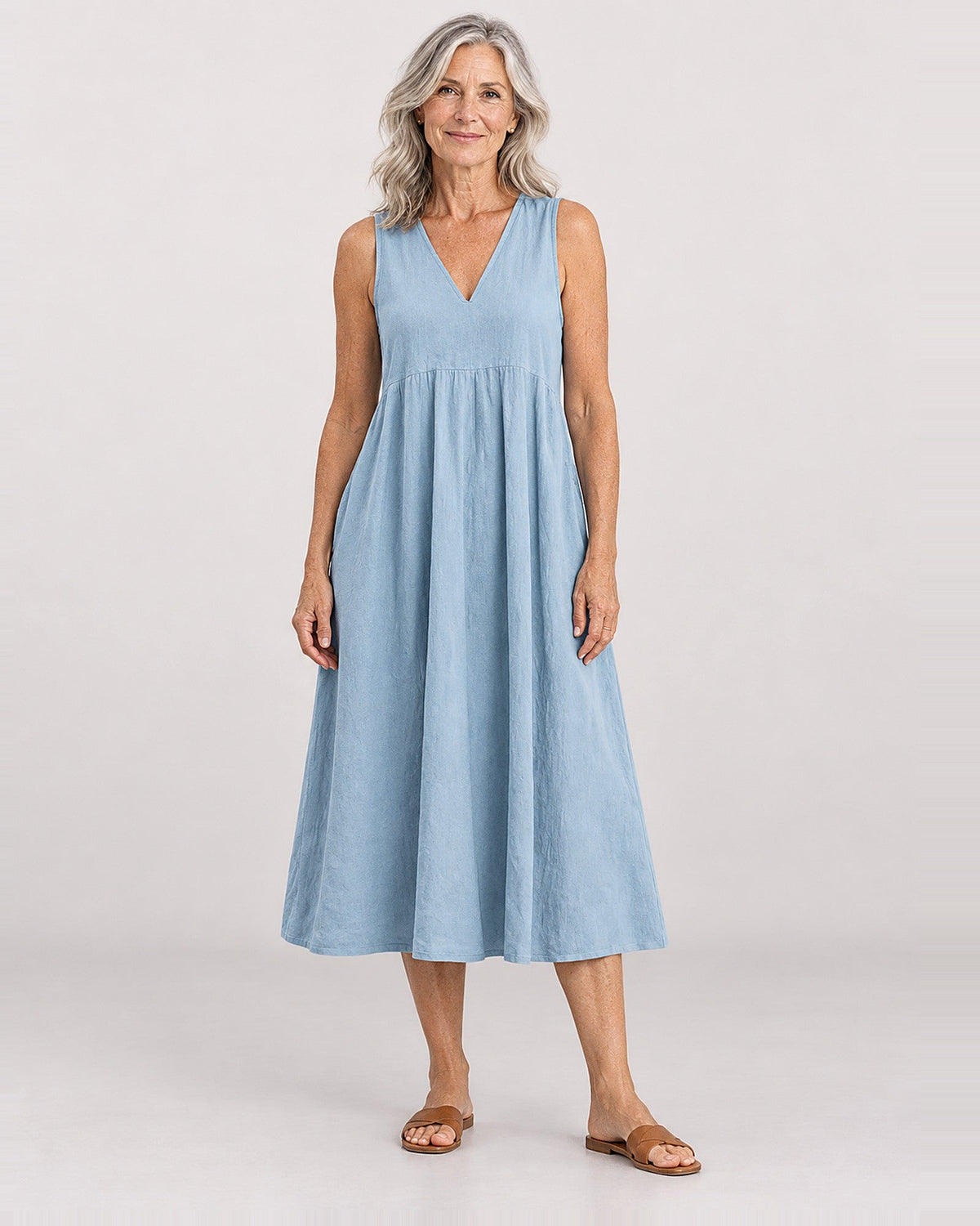 MILANIE - Sleeveless Midi Dress - Blue